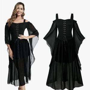 Chic Black High Low Off-Shoulder Dress